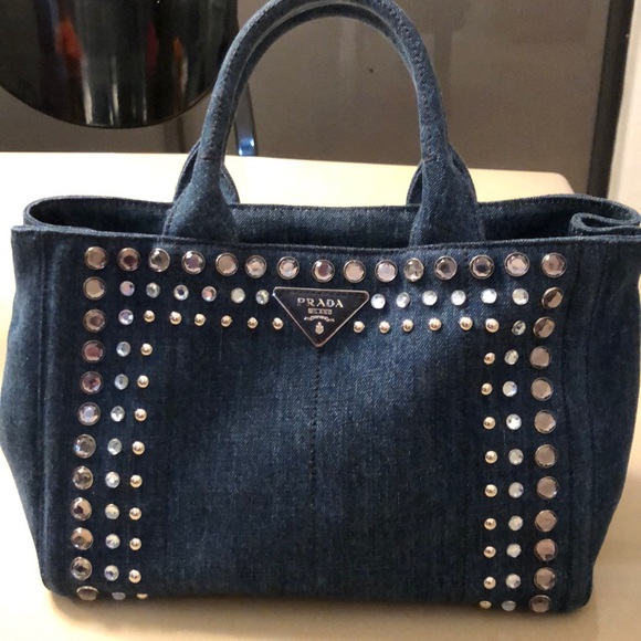 Prada Handbags - Stunning Prada Denim tote with Swarovski crystals